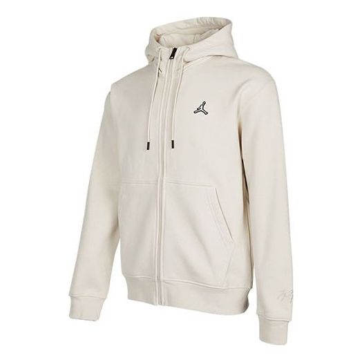 Men's Air Jordan Fleece Lined Flying Man Logo Zipper Cardigan Jacket Creamy White DA9811-104