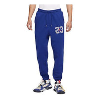 Men's Air Jordan Printing High Waist Bundle Feet Loose Sports Pants/Trousers/Joggers Deep Sapphire Blue DJ0192-455