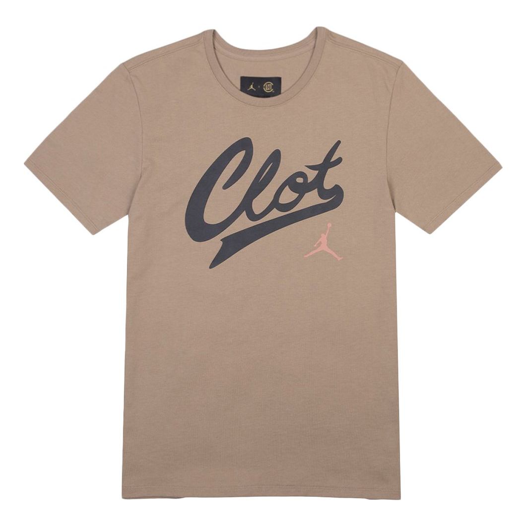 Air Jordan x CLOT Crossover Logo Printing Sports Short Sleeve US Edition Khaki AV6260-202