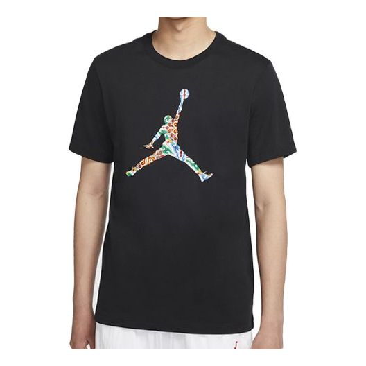 Air Jordan Flying Man Colorful Large Logo Short Sleeve Black DB3700-010