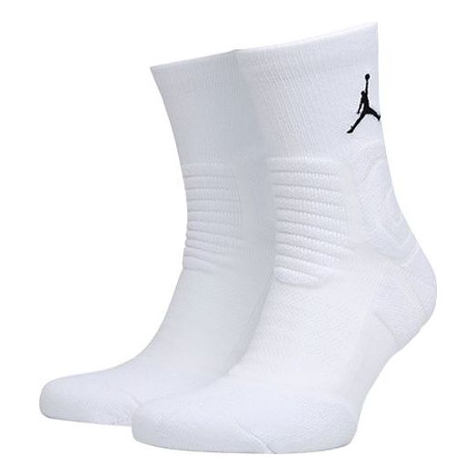 Air Jordan Ultimate Flight 2.0 Flying Man Logo Basketball Training Mid Tops Socks One Pair White SX5855-101