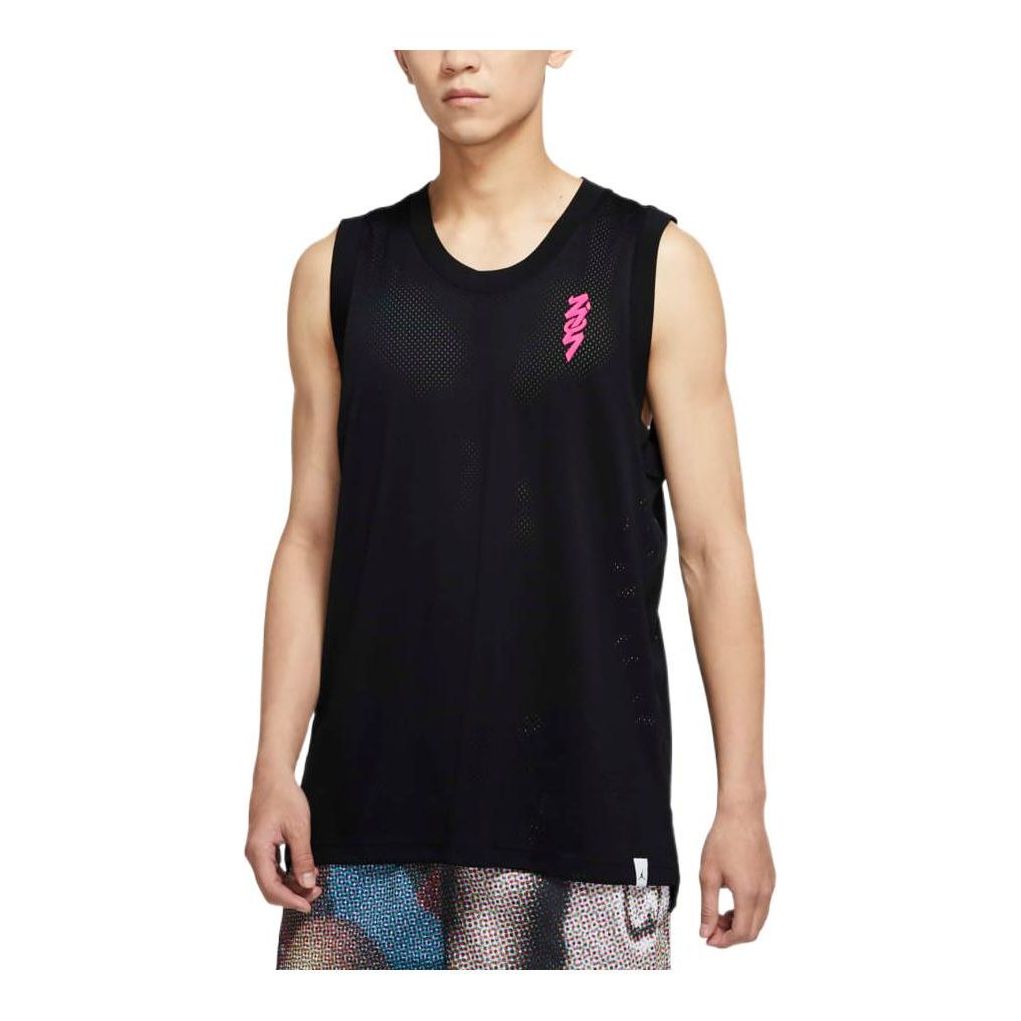 Men's Air Jordan Pattern Printing Mesh Round Neck Sports Vest Black DR2112-010