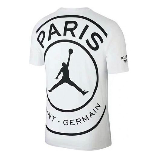 Air Jordan Paris Saint-Germain Printing logo Sports Round Neck Short Sleeve White BQ4274-100