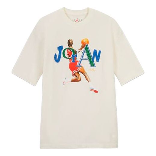 Air Jordan x Aleali May Crossover Printing Basketball Sports Short Sleeve White DH3852-133