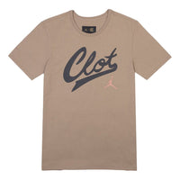 Air Jordan x CLOT Crossover Logo Printing Sports Short Sleeve Asia Edition Khaki AV6261-202