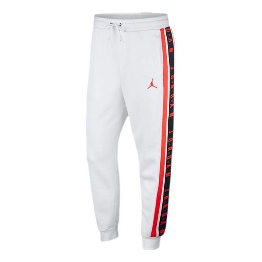 Men's Air Jordan Printing Pattern Loose Fleece Lined Sports Pants/Trousers/Joggers White BQ5664-100