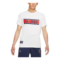 Air Jordan Wordmark Paris Saint-Germain Alphabet Printing Soccer/Football Short Sleeve White T-Shirt DB6511-100