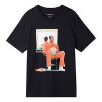 Men's Air Jordan Solid Color Character Pattern Printing Round Neck Short Sleeve Black T-Shirt DQ7381-010