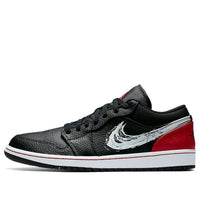 Air Jordan 1 Low 'Brushstroke Swoosh - Black Red' DA4659-001