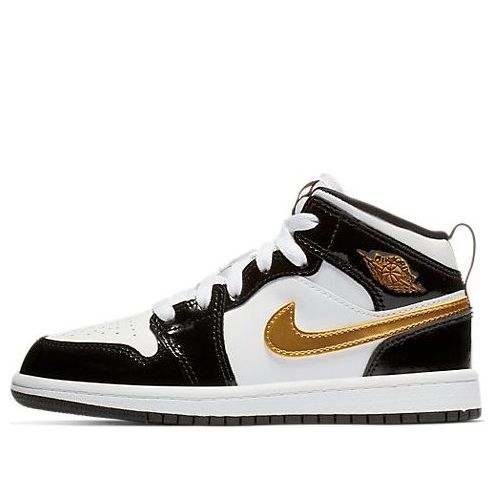 (PS) Air Jordan 1 Mid Patent 'Black Gold' BQ6932-007