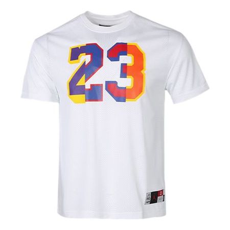 Air Jordan Dna Printing Mesh Breathable Sports Round Neck Short Sleeve White AV0117-100