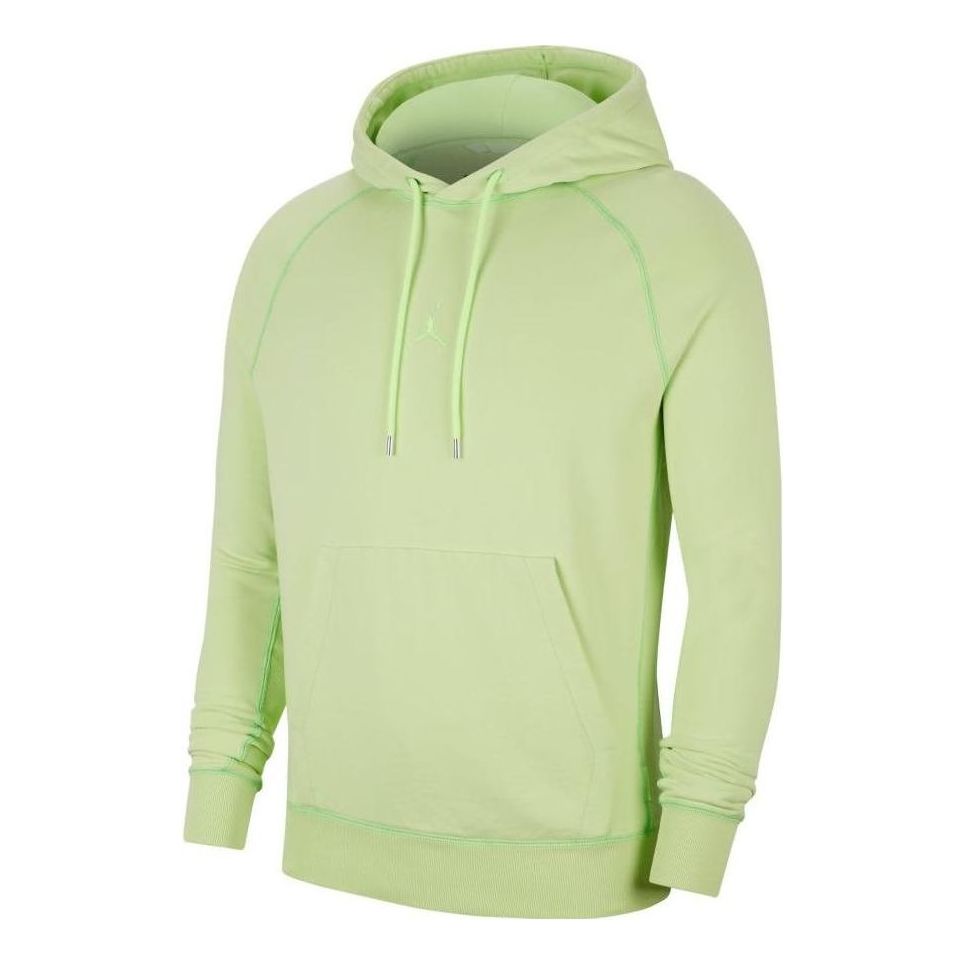 Men's Air Jordan Wings Logo Solid Color Hooded Pullover Long Sleeves Green CD4567-380