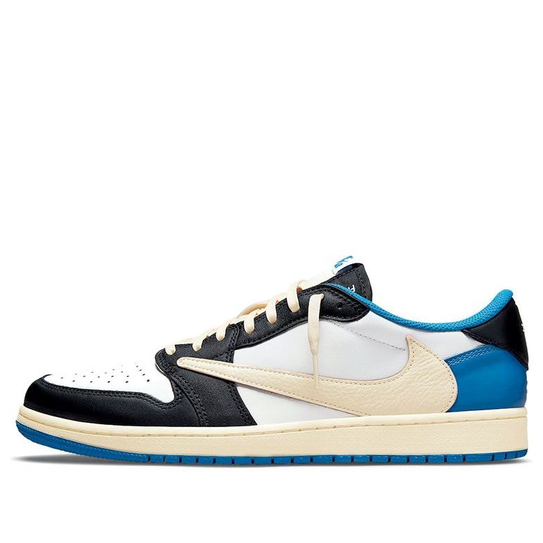 Air Jordan 1 Retro Low x Fragment Design x Travis Scott x 'Sail Black Military Blue' DM7866-140