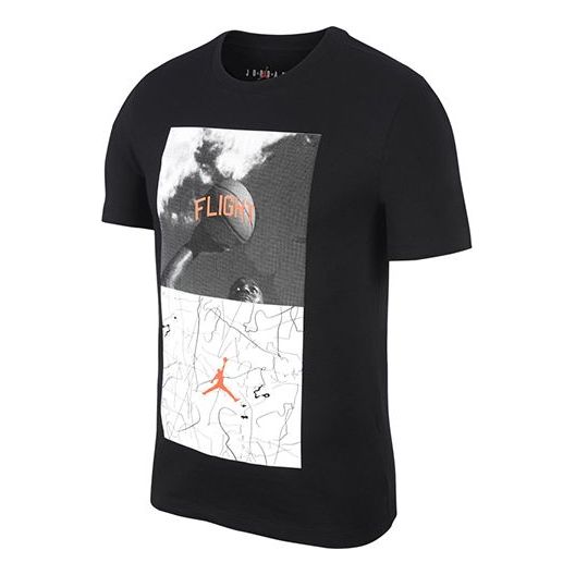 Men's Air Jordan Photo Printing Short Sleeve Black T-Shirt BV5459-010