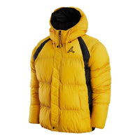 Air Jordan Wide Stripe Zipper Hooded Winter Jacket Men's Yellow DX6596-781