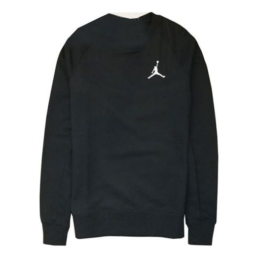 Men's Air Jordan Solid Color Sports Round Neck Pullover Long Sleeves Black AH3935-010