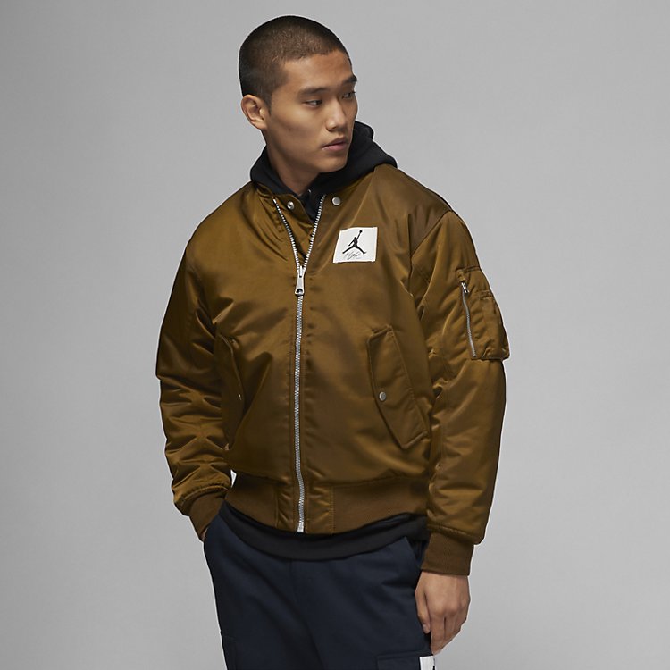 Air Jordan Logo Patch Baseball Collar Jacket 'Kahki' DQ7345-385